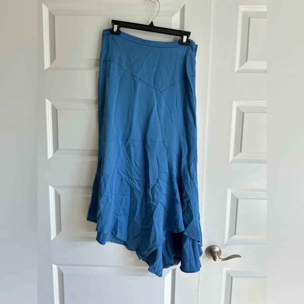 Veronica Beard Autumn Asymmetrical Hem Skirt in French Blue‎ NWT 8